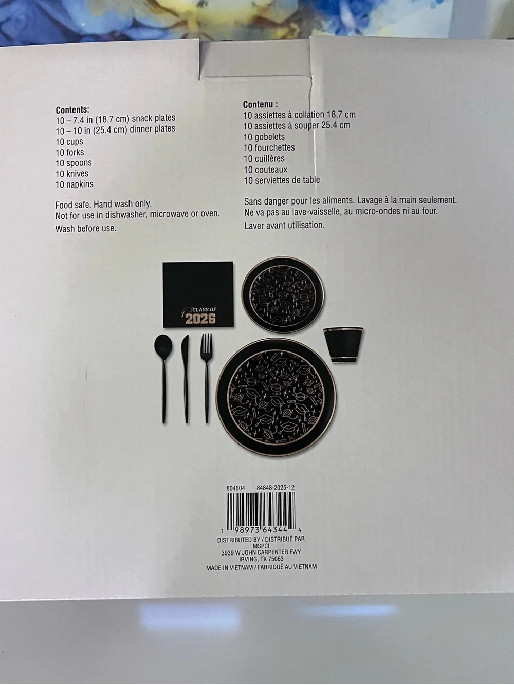 Celebrate It Black and Gold Graduation Tableware Setting for 10
